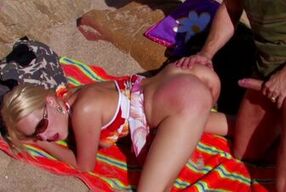 Trisha Brill's tight ass gets destroyed by two hard cocks in hot threesome action