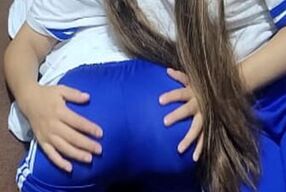 Hot schoolgirl stepsister Candice Tantaly enjoys a hot threesome with her toy & her horny friends