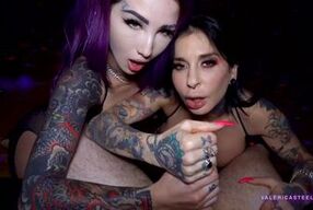 Joanna Angel & Valerica Steele strip down and give a sloppy threesome to Logan Xander