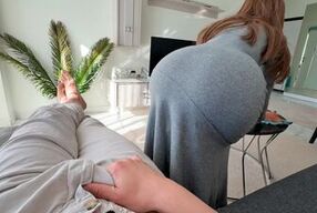 Step Mom caught Step Son cleaning & helps him cum on her big round ass