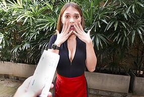 Watch this hot amateur babe trade throat and pussy for quick cash