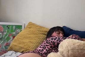 Watch this chubby Latina girl humps and fucks a big teddy bear with her big ass and bouncing tits