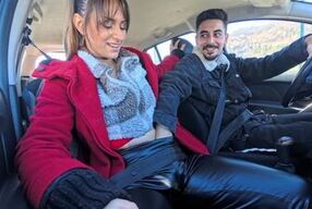 Italian amateur takes on a stranger for a wild public car blowjob