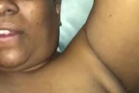 Naughty MILF with brown skin squirts while playing with her massager and cumming hard