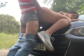 Watch as horny brunette gets her big ass pounded on abandoned site in HD