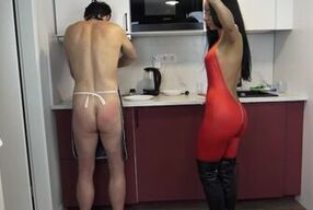 Cooking, cleaning – Total house pussy slave Kicked in the ass while cooking