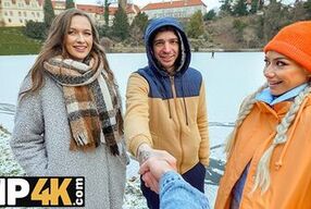 SWAP4K. A Sunday walk ended up as having a hot girl with in our bed, it was her first threesome