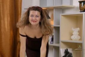 Helen Volga rubs her wet hairy pussy to climax