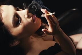 Valentina Nappi Smoking Cigarette - Sexy Italian Girl with Red Lipstick Prepares for Blowjob