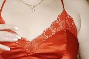 redheaded girl in a sexy red dress