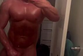 Hot Vid Body Covered In Oil Jerking Cock Post Sex