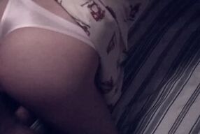 Satin Pink Thong to the side quickie fuck cum inside POV