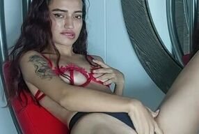 Naughty Colombian rubbed her pussy in front of her stepbrother