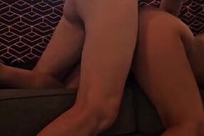 Wife riding husband hard, big ass bouncing