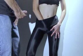 HE CUMS OVER MY SHINY SPANDEX LEGGINGS