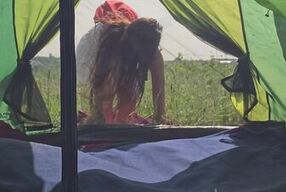 Voyeur HAIRY BUSH Pussy of a Hot Camping Girl # Naked tanning