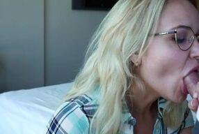 Sloppy Blowjob by Girl in Glasses