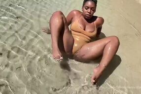 Dominican Slut Gets Reverse Cowgirl On the Public Beach