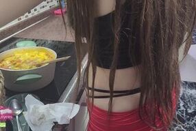 Sexy hot girl is cooking in the kitchen part 36