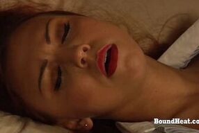 Naughty Lesbian Mistress Fingering Herself And Orgasming Naked On A Bed