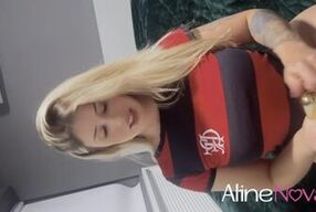 Busty blonde gives her tight pink ass but first uses a butt plug for training