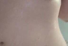 Thicc Pale Girl Plays With Her Tight Shaved Pussy and Big Tits in the Shower