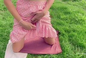 Risky Dirty hobby in the park. Orgasm Lustful Pussy while walk. Under Skirt