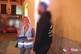 BIG ASSED Spanish babe Rebecca Adams looks for sex in the middle in the street!