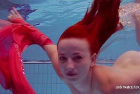 Redhead in the pool