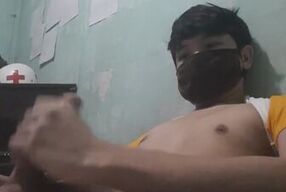 Asian boy jack off again in front of the camera