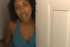 Petite ebony sucks dick on demand