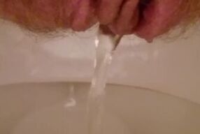 Hairy pussy pee in toilet