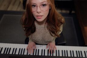 Sexy teen with glasses gets rough piano lessons & gets cum on her face